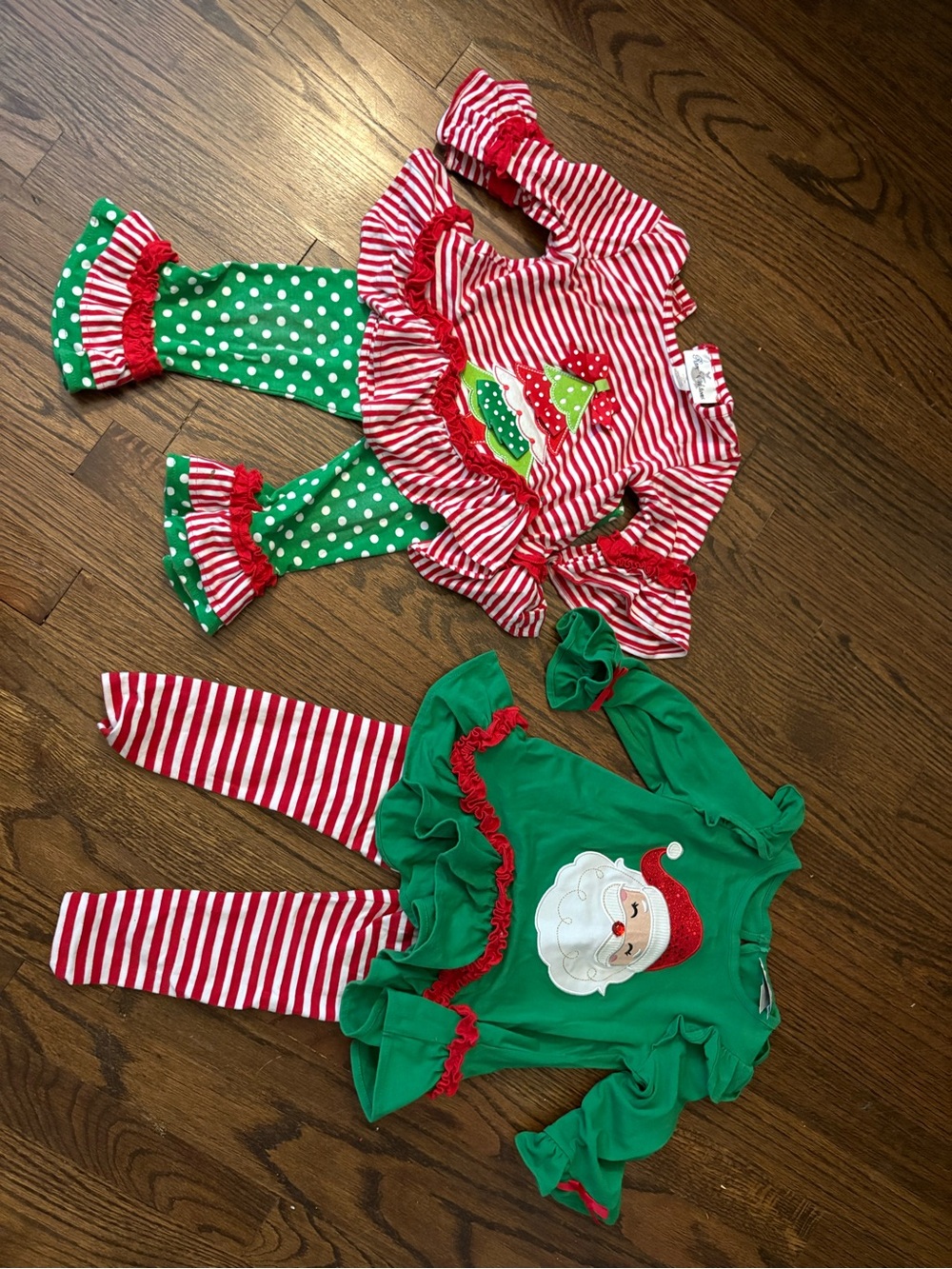 Kids Christmas Elf and Santa Outfit Set - Green & Red